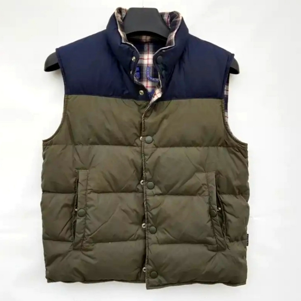 Outdoor Life Sisley Reversible Puffer Vest Big Logo Spellout